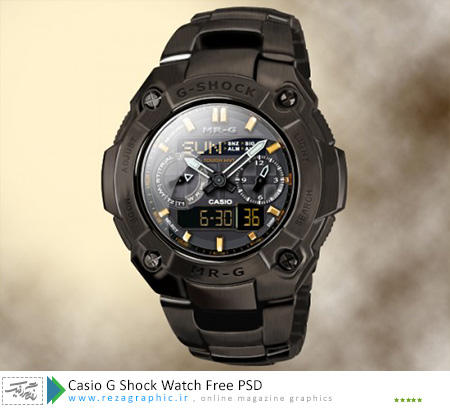  طرح لایه باز ساعت کاسیو جی شاک - Casio G Shock Watch PSD | رضاگرافیک
